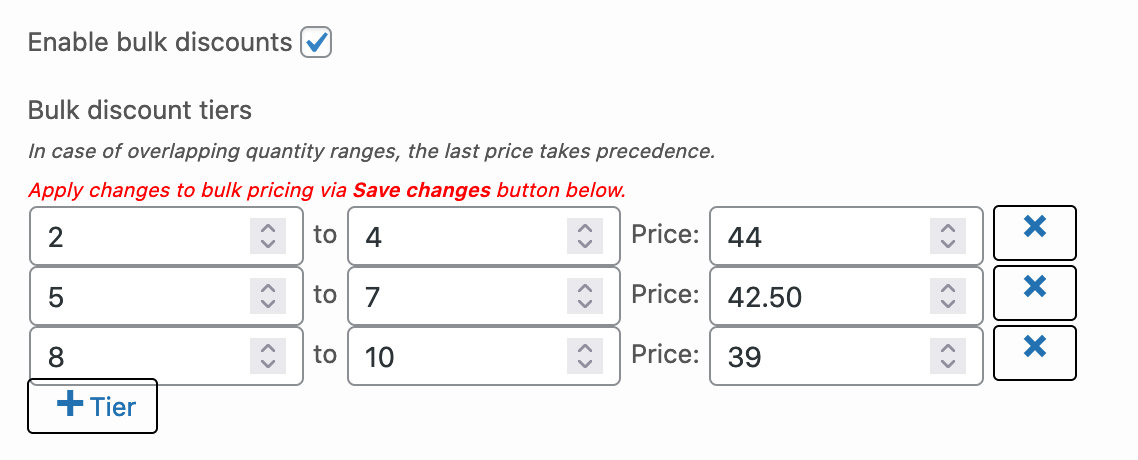 Woo Bulk Pricing Tables - 2